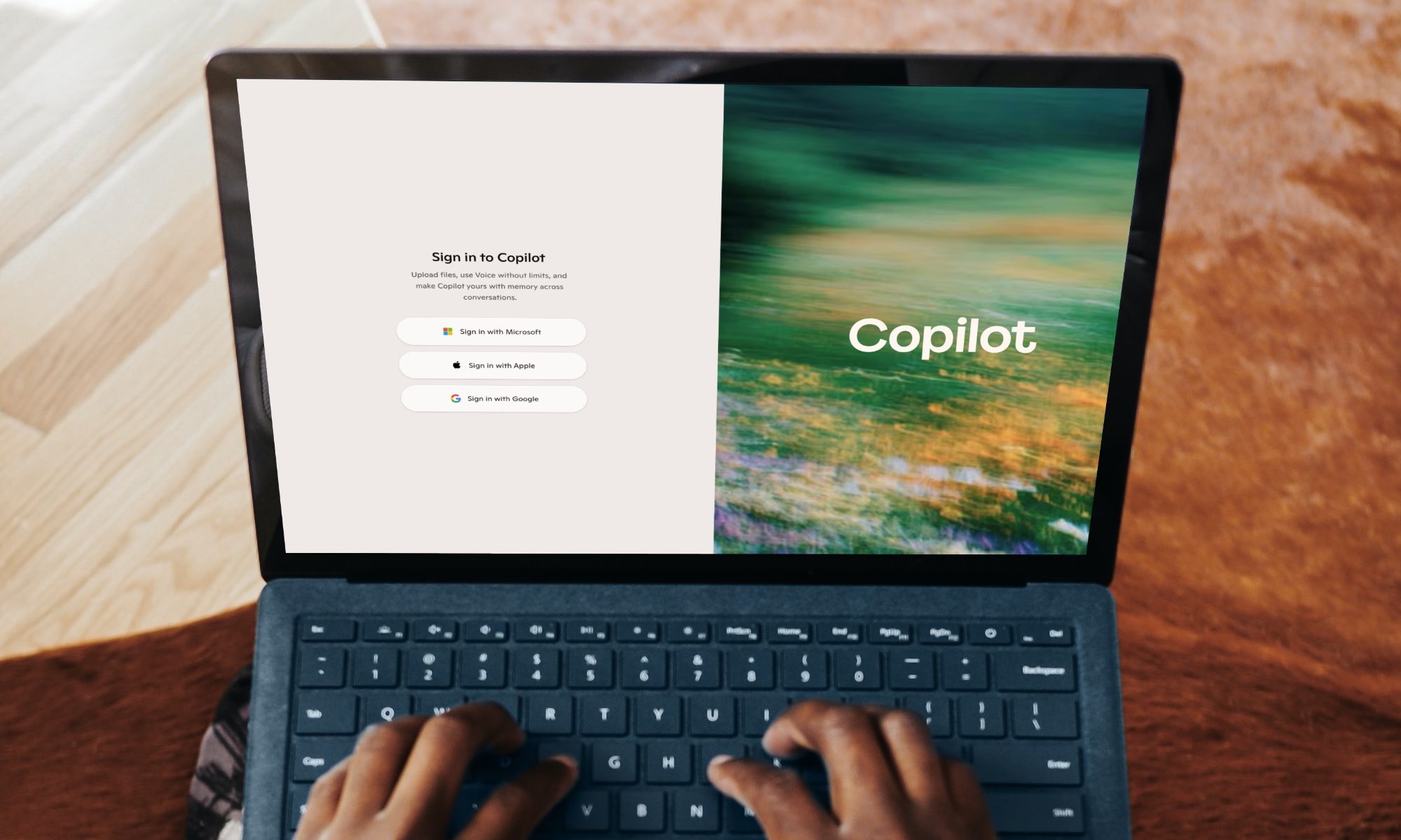 Microsoft Copilot website open on Microsoft Surface