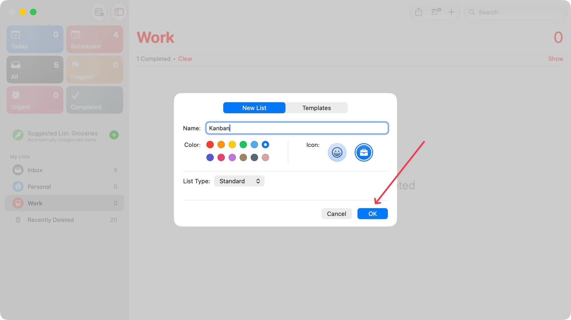 creating a new reminers list