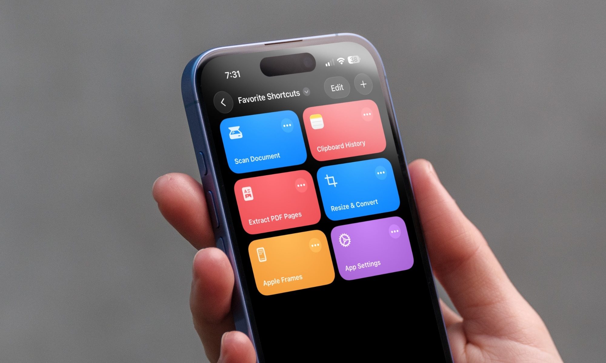 iPhone showing shortcuts app