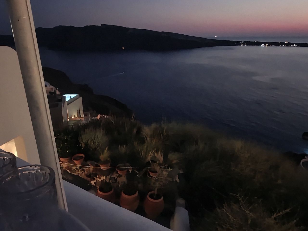 Test shots taken on the L'Atitude 52 smart glasses showing the view at night from our balcony