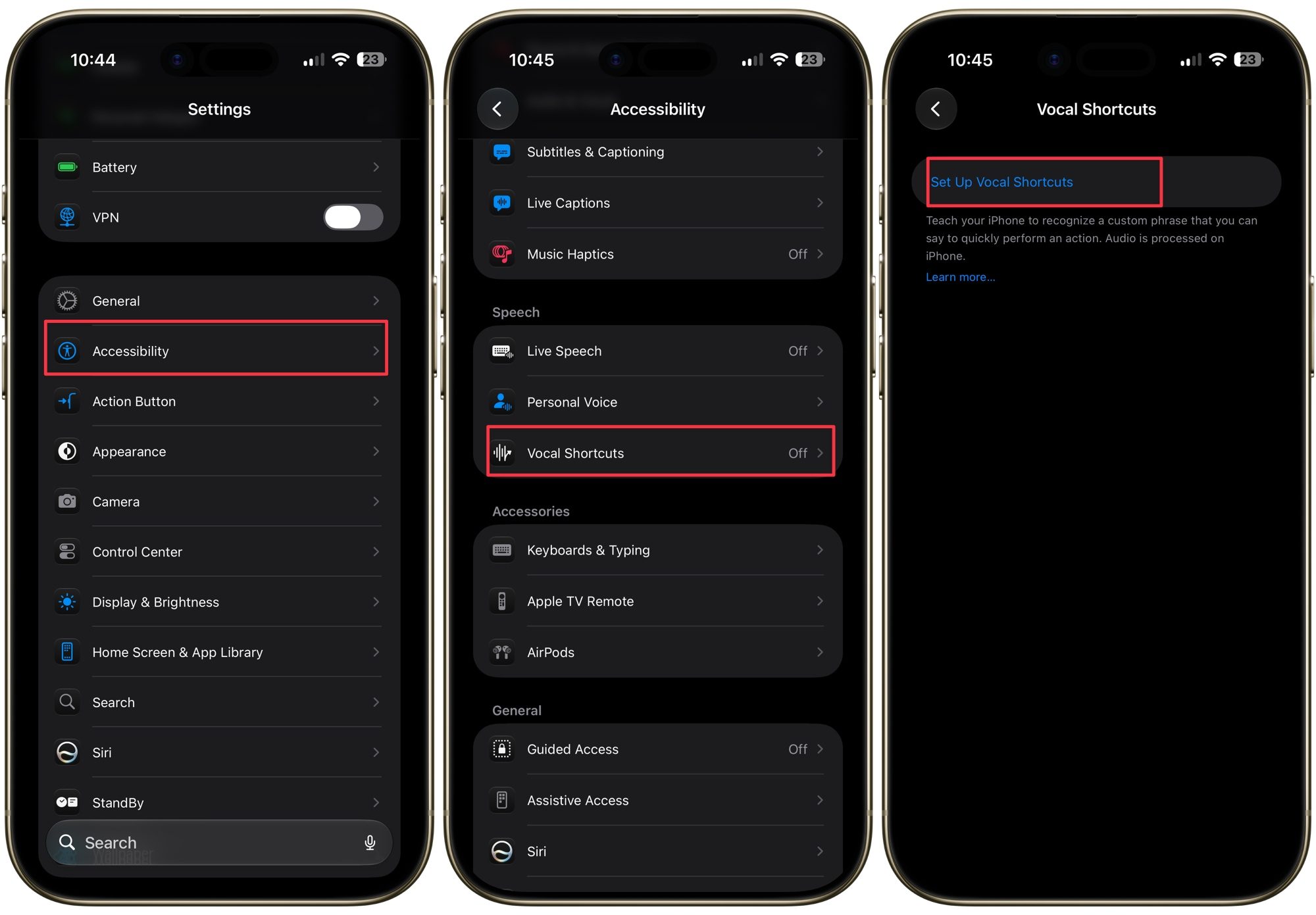 setting up vocal shortcuts
