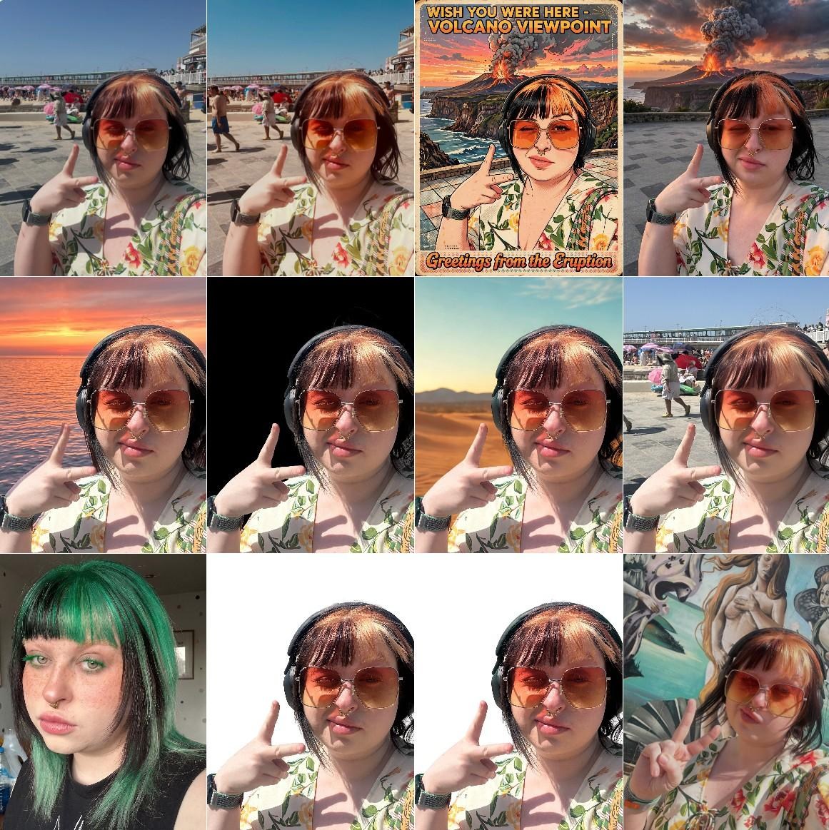 12 photos that were edited or generated with AI, posted in an Instagram grid.